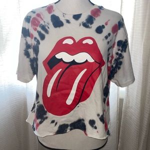 Tie dye Rolling Stones crop top